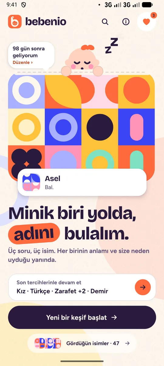 Bebenio ana ekranı: yeni bir isim keşfi turu başlat